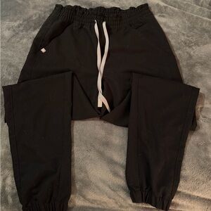 Figs Uman High Waisted Scrub pants. Black, Medium Regular length.